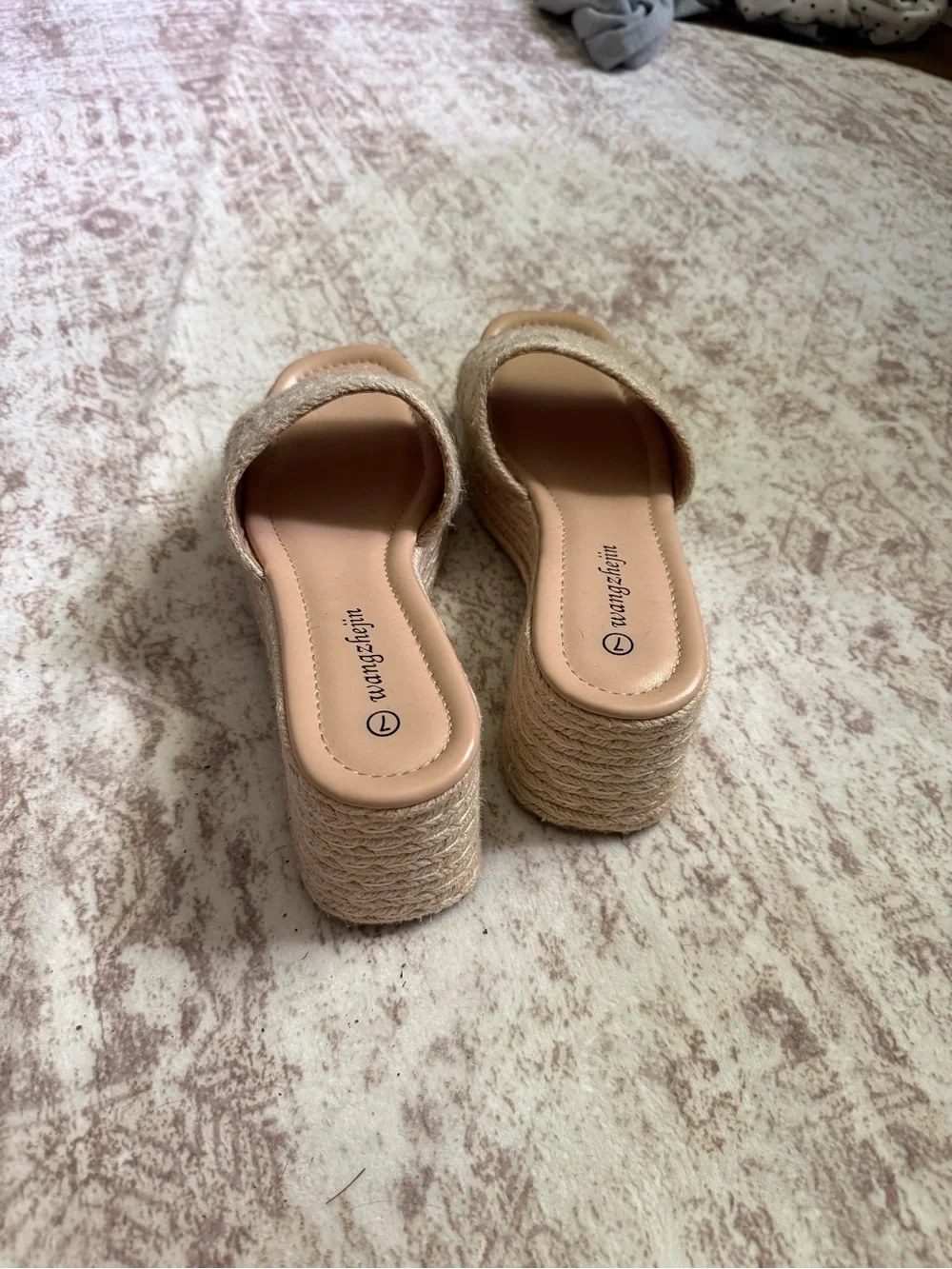 Espadrille woven square toe platform sandals